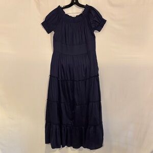 Madison Mathews Navy Blue Tiered Maxi Dress Size XL